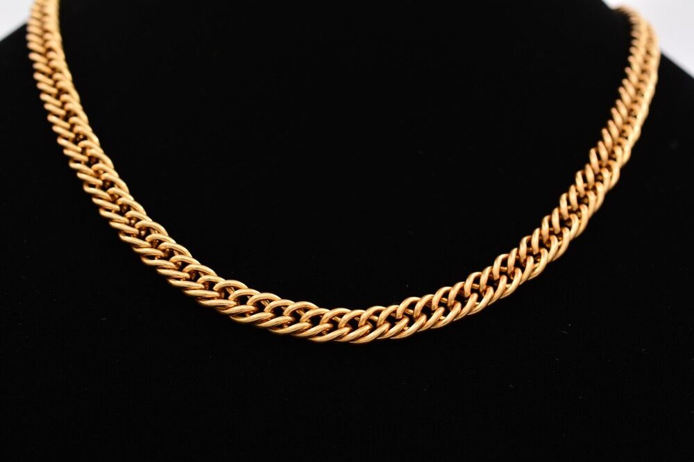 Vintage 20" Chain Necklace Collar Gold Tone Chunky Linked Bold 80s 1980s BinG